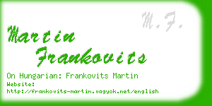 martin frankovits business card
